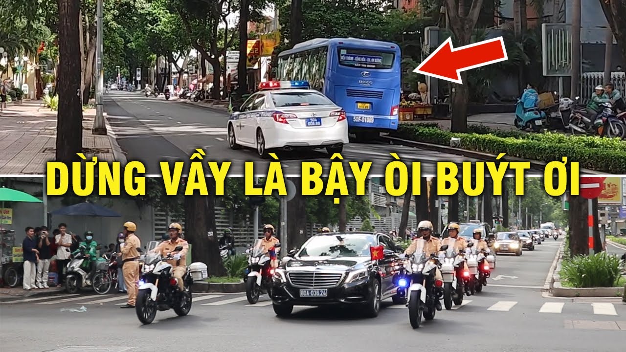 Xe buýt bị CSGT la tưng bừng vì dừng xe lúc đoàn Tổng Bí thư Lào đi qua