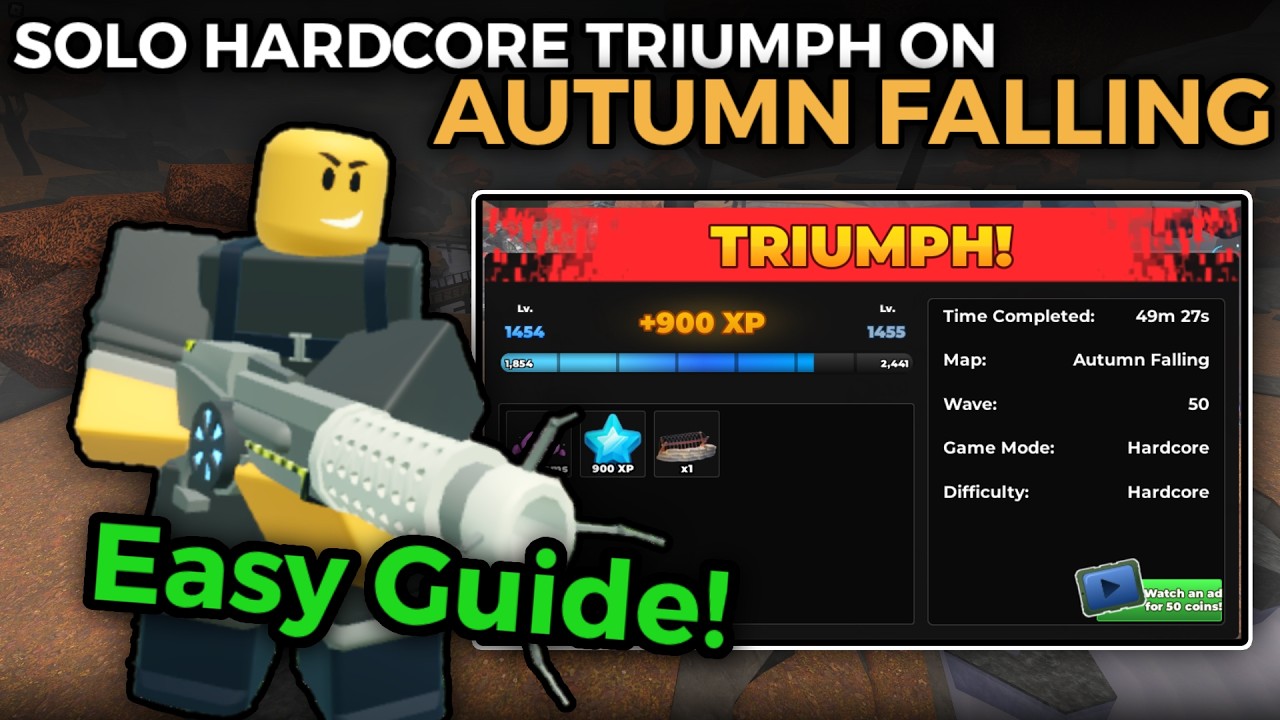 SOLO HARDCORE ON AUTUMN FALLING MICRO + EASY FULL GUIDE - Tower Defense Simulator | TDS