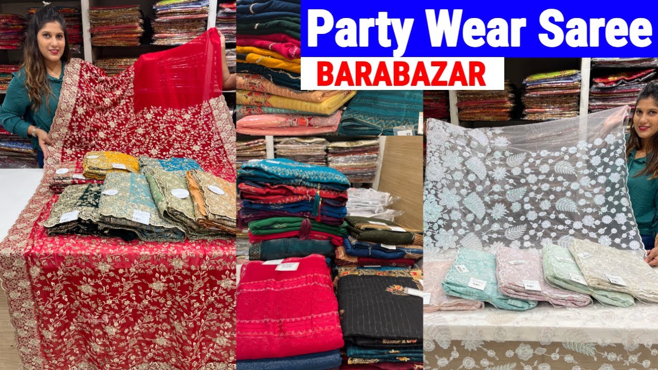 Swarovski/ Chiffon/ Crepe/ Net & Party Wear Work Saree Kolkata Barabazar from Anup Fabrics