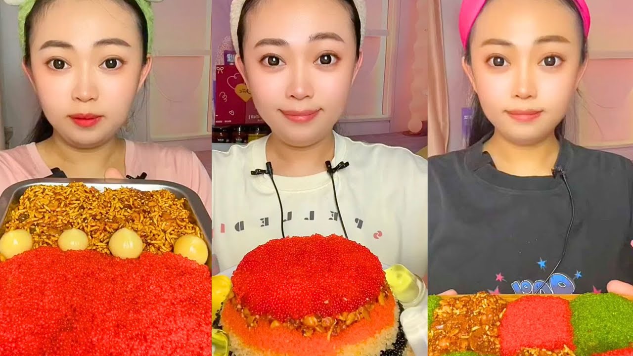 Extreme Colorful Snack ASMR Mukbang | Spicy Crunchy Egg Mix & Chinese Eating Sounds #392