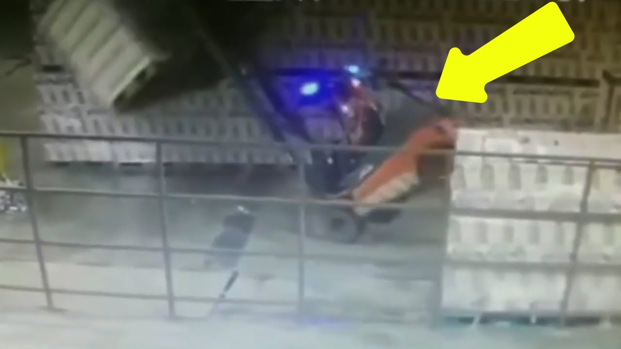 😲 FORKLIFT ROLLS OVER BECAUSE OF HEAVY LOAD | WORK ACCIDENT CAUGHT ON CAMERA