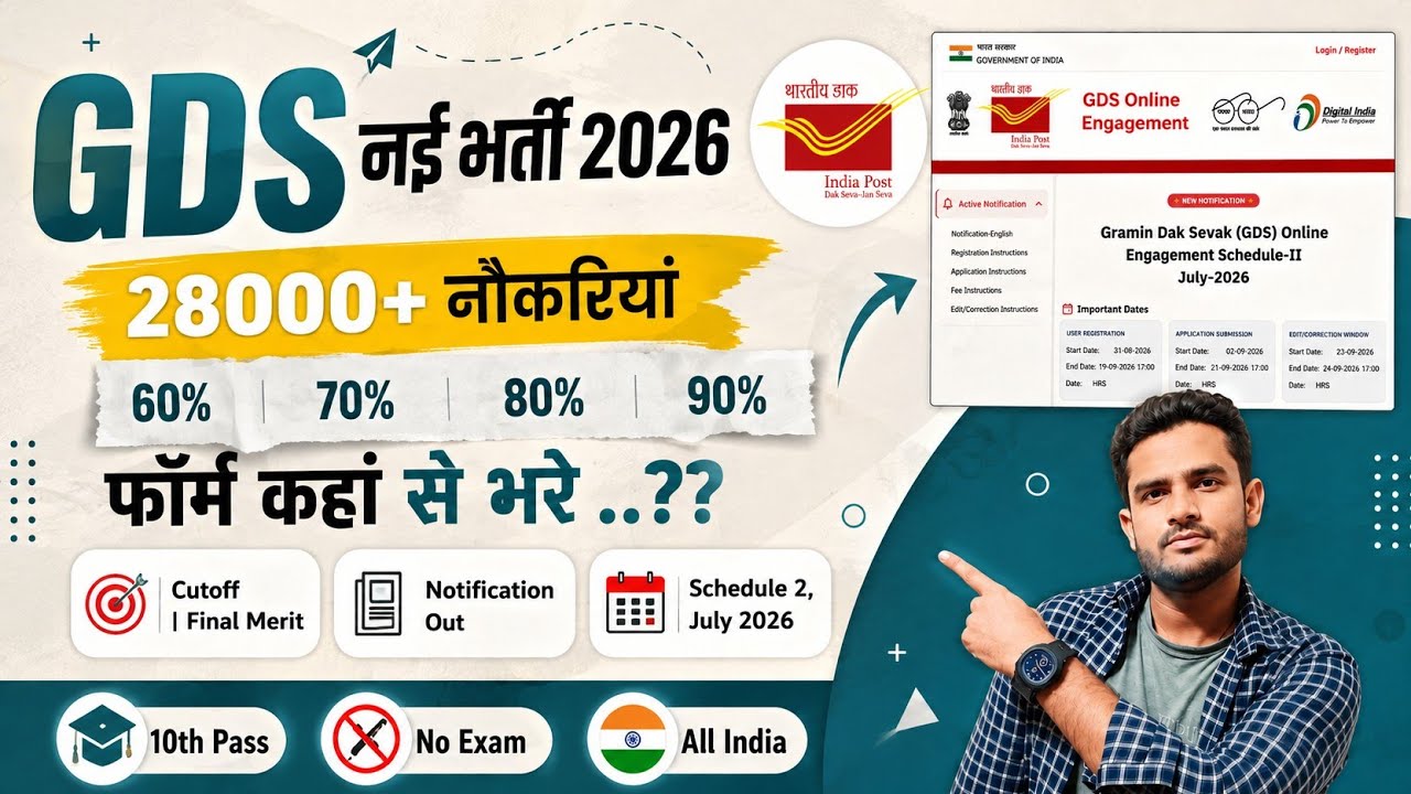 India Post GDS 2026 Notification Out ✅  GDS 60% 70% 80% Form कहां से Apply करें ? Post Office GDS 