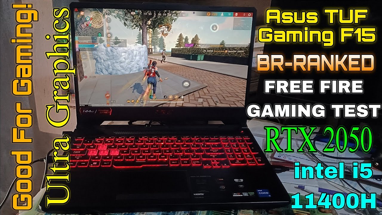 Asus TUF F15 i5 11th gen RTX 2050 Gaming Test Free Fire ☘️ BR-Ranked🔥High Graphics🌲 56K LAPTOP 😍