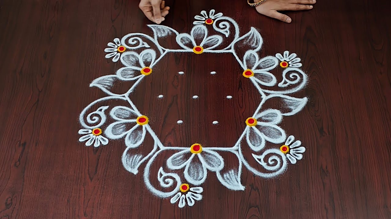 5&times;3dots easy rangoli|daily muggulu|thipkyanchi,festival rangoli|traditional rangoli#Rang kaa Rangoli