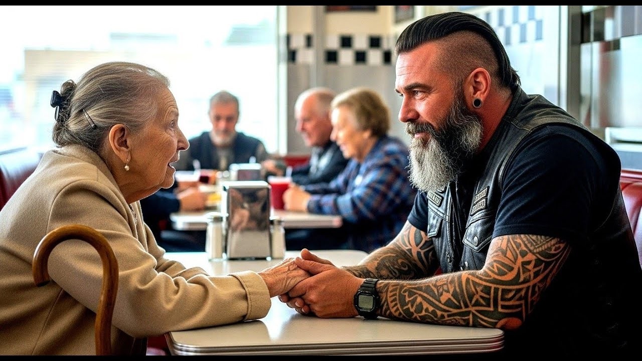 Darf ich mich zu Ihnen  eine hinkende 70-jährige Frau  Hells Angels Biker  dann geschah Folgendes.