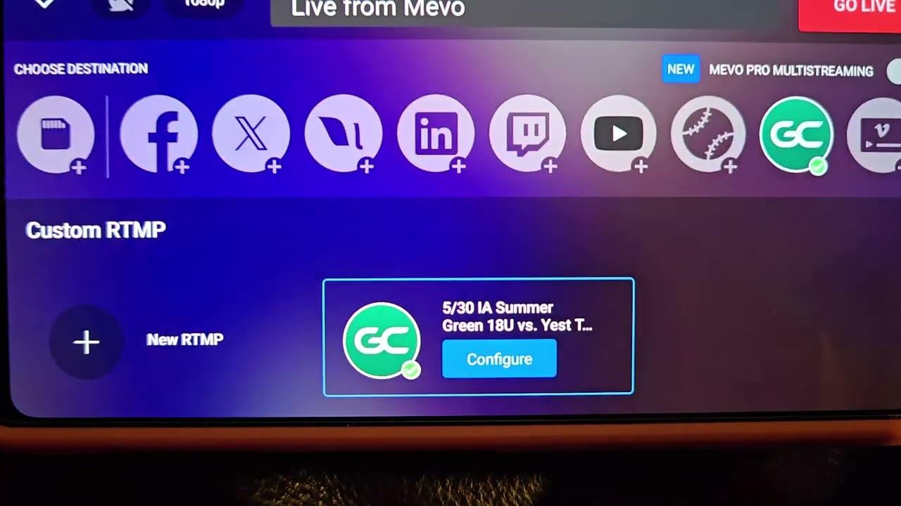 GameChanger Mevo Streaming Instructions