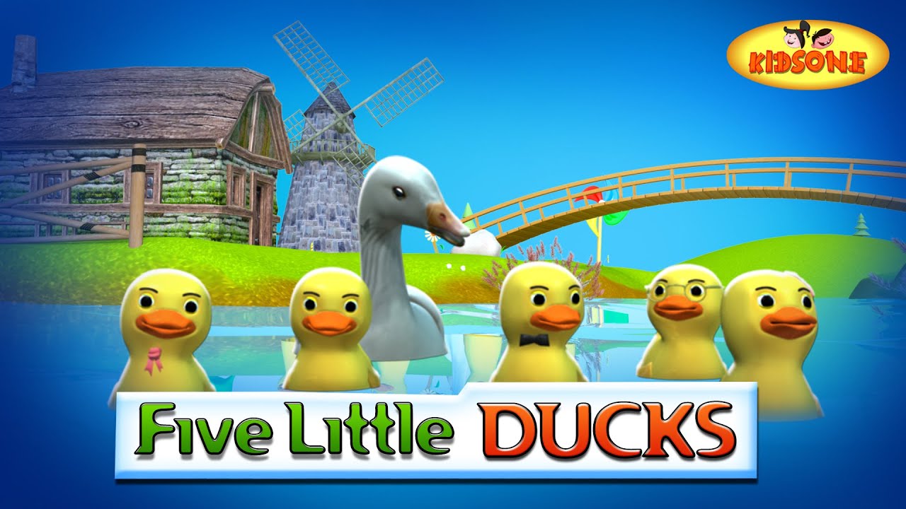Five Little Ducks 3D Animation Nursery Rhyme With Lyrics | 5 Little Ducks Song For Kids - KidsOne
