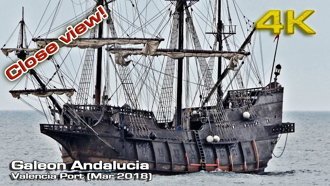Galeon Andalucía [4K] entering Marina Real Valencia (2018)