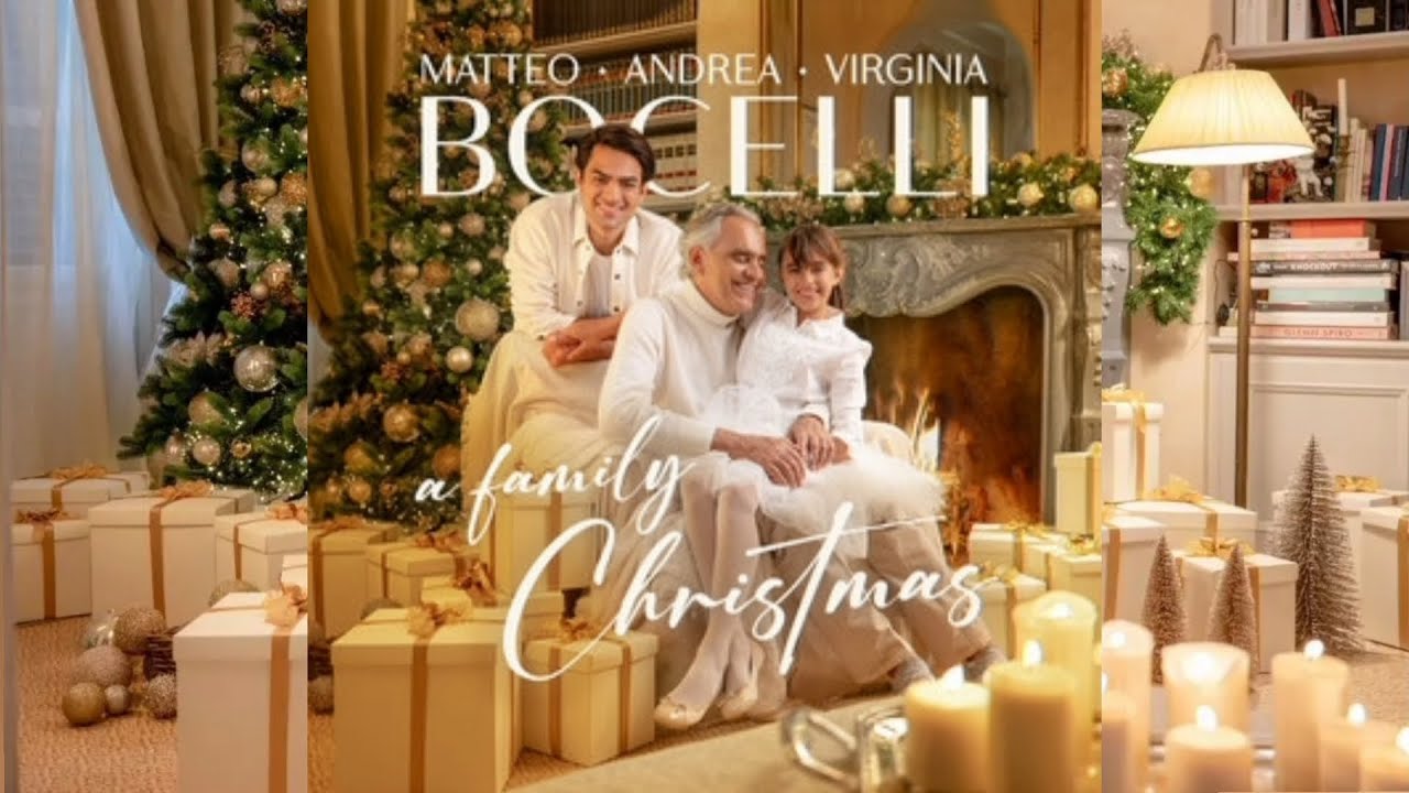 Away in a Manger - Andrea, Mateo & Virginia Bocelli (Karaoke instrumental backing track lyric video)