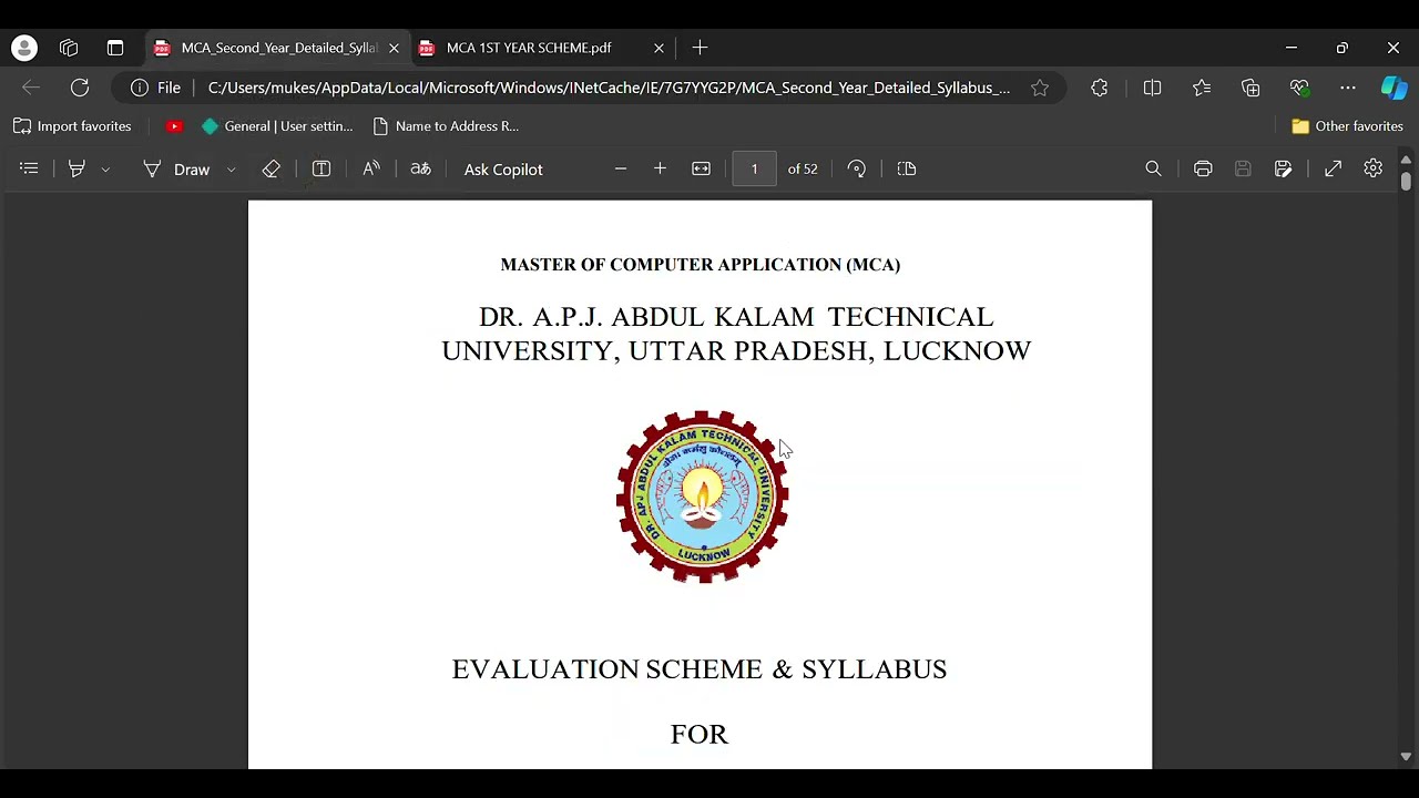 OLD MCA COURSE DETAILS IN HINDI | MCA SYLLABUS  | DR. A.P.J Abdul Kalam University , #lacknow Part-1