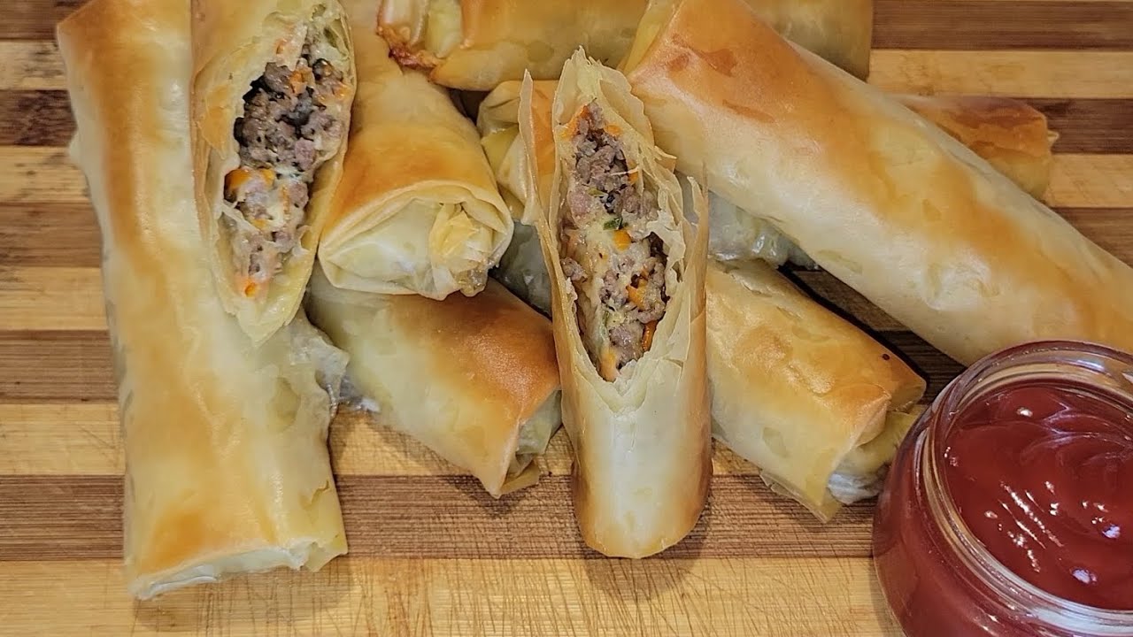 Phyllo (Filo) Pastry Spring Rolls | Baked Spring Rolls