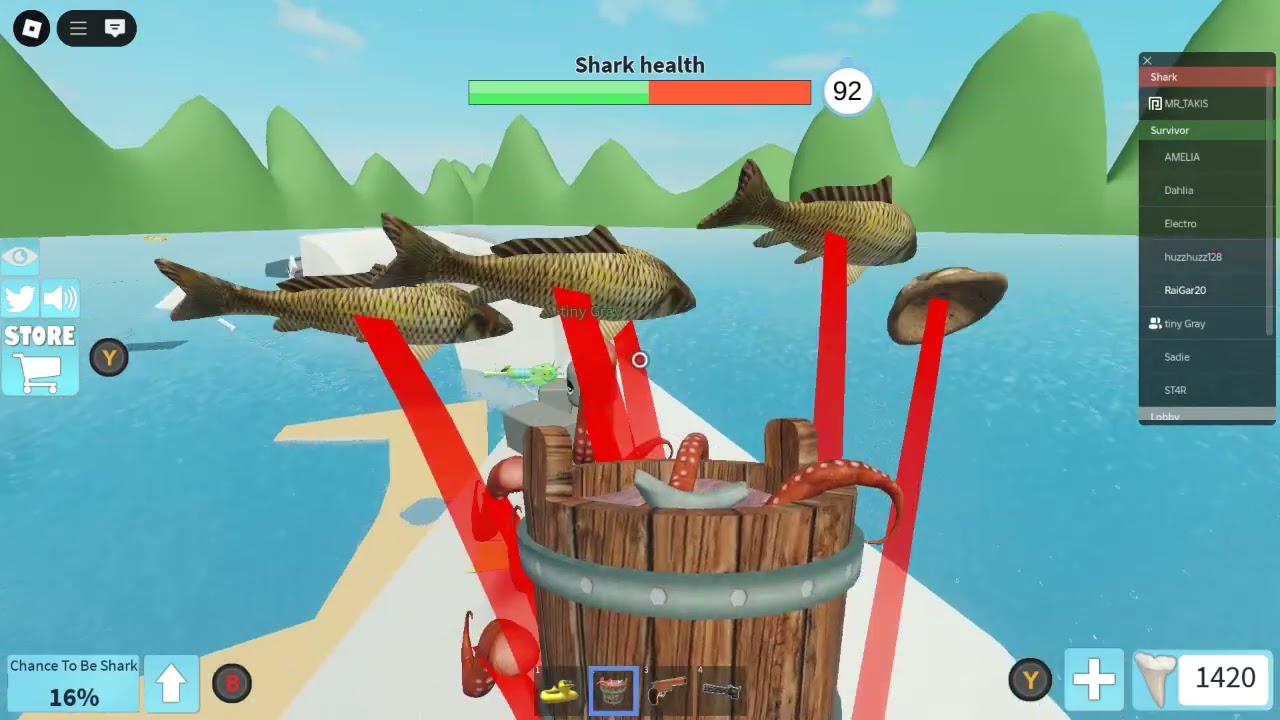 my brother in sharkbite 1 playing around while other players are waiting.
