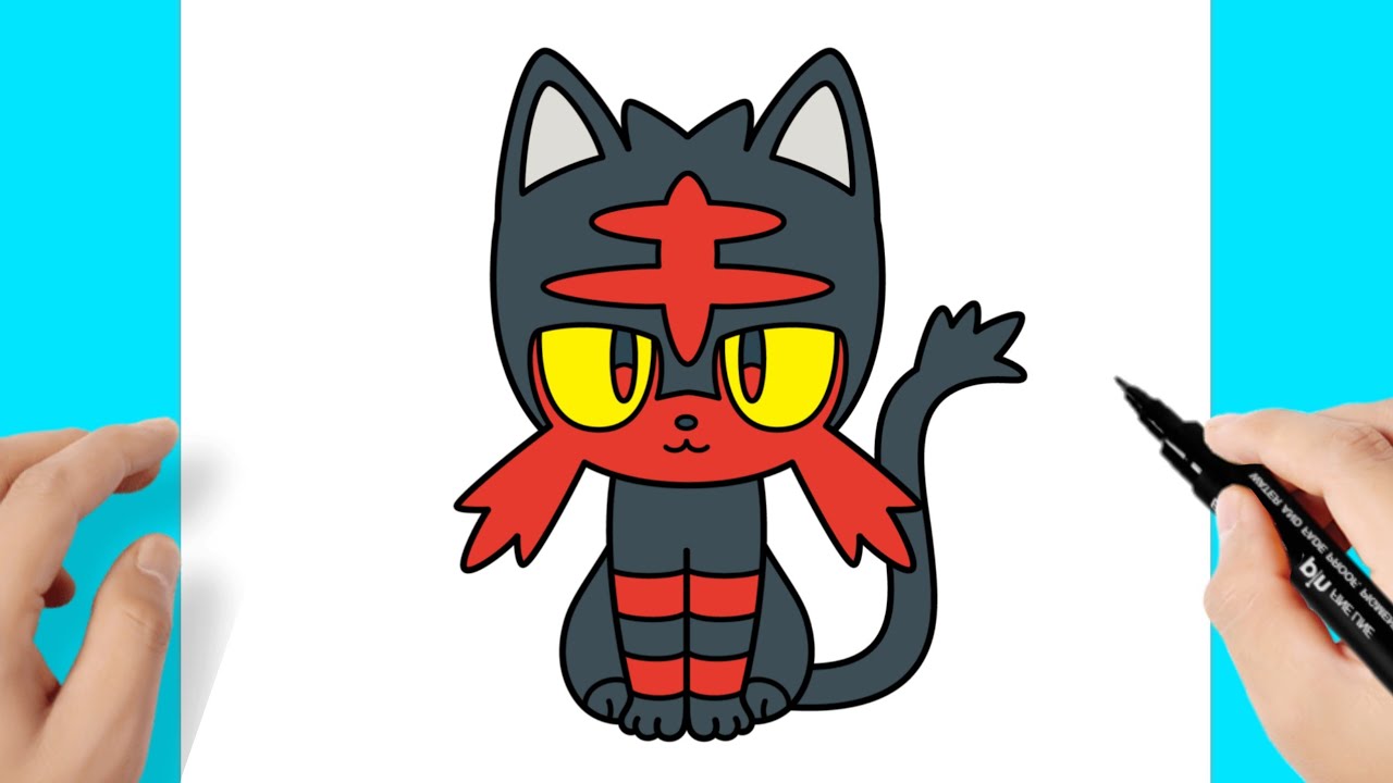 Como dibujar a Litten - Pokemon