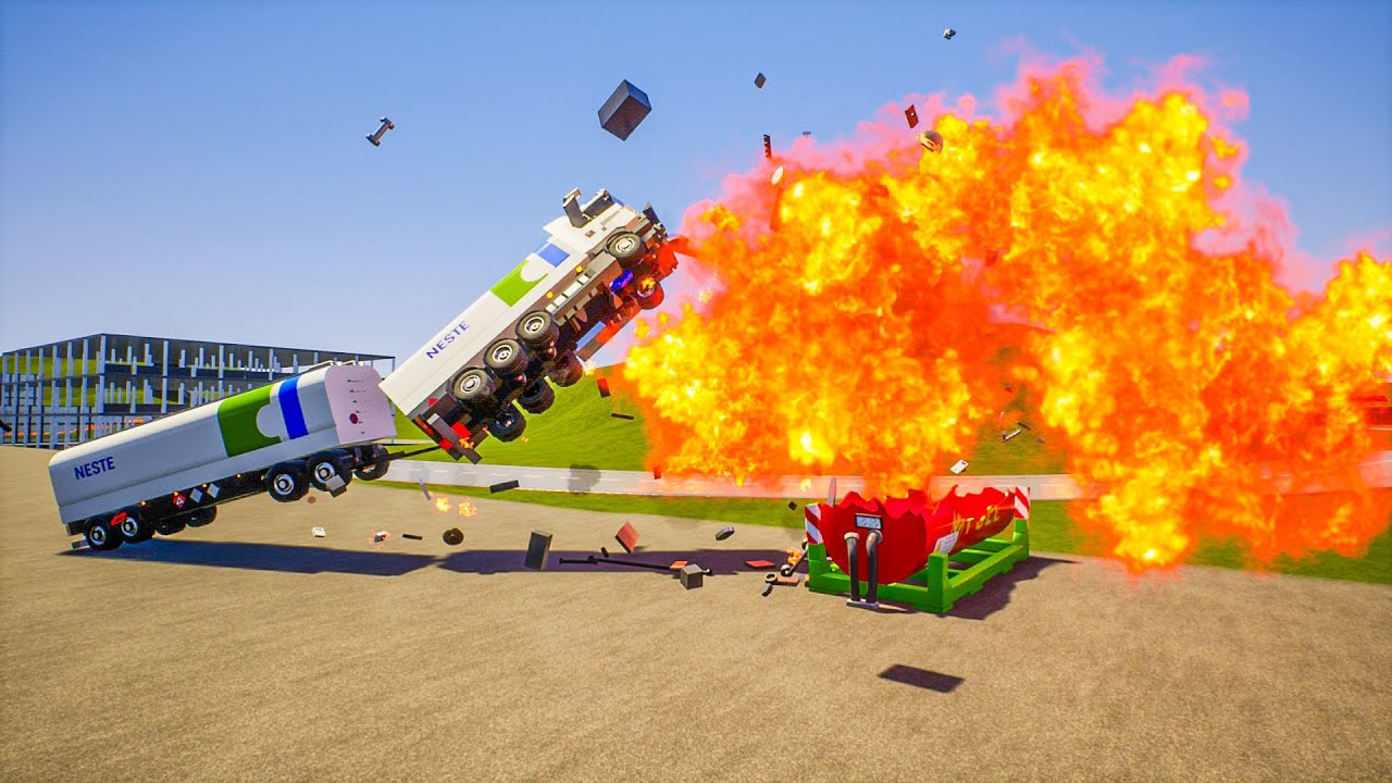 LEGO TRUCK VS FUEL TANK EXPLOSION - Brick Rigs