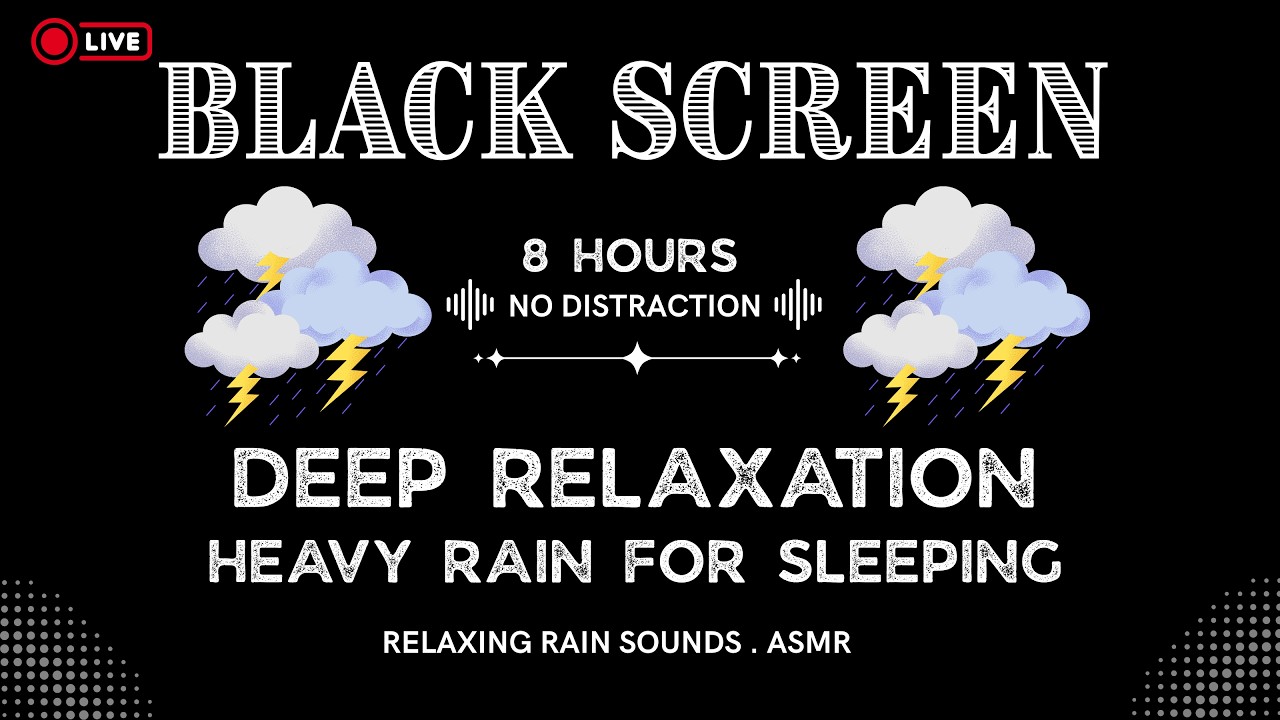 🔴 Heavy Rain & Soft Thunder Black Screen 🌙 | Deep Relaxation & Calm Mind