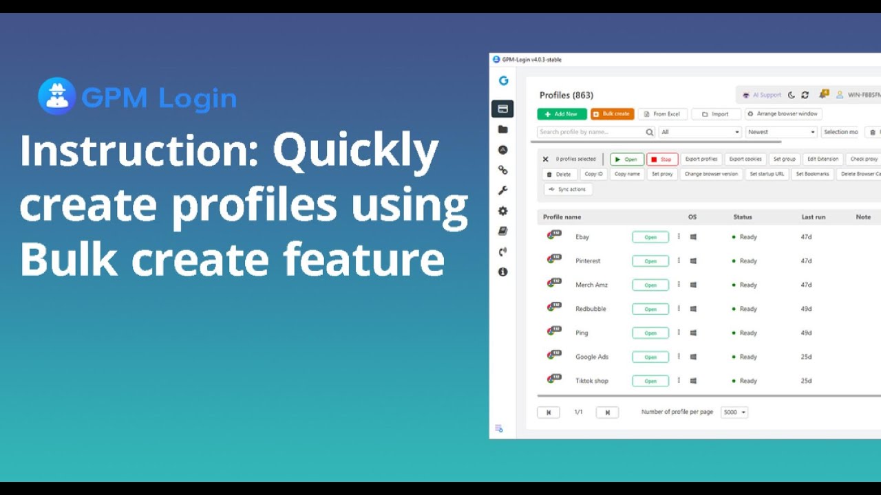 Create 1000+ Profiles FAST with GPM Login (Bulk Create Tutorial 2025)