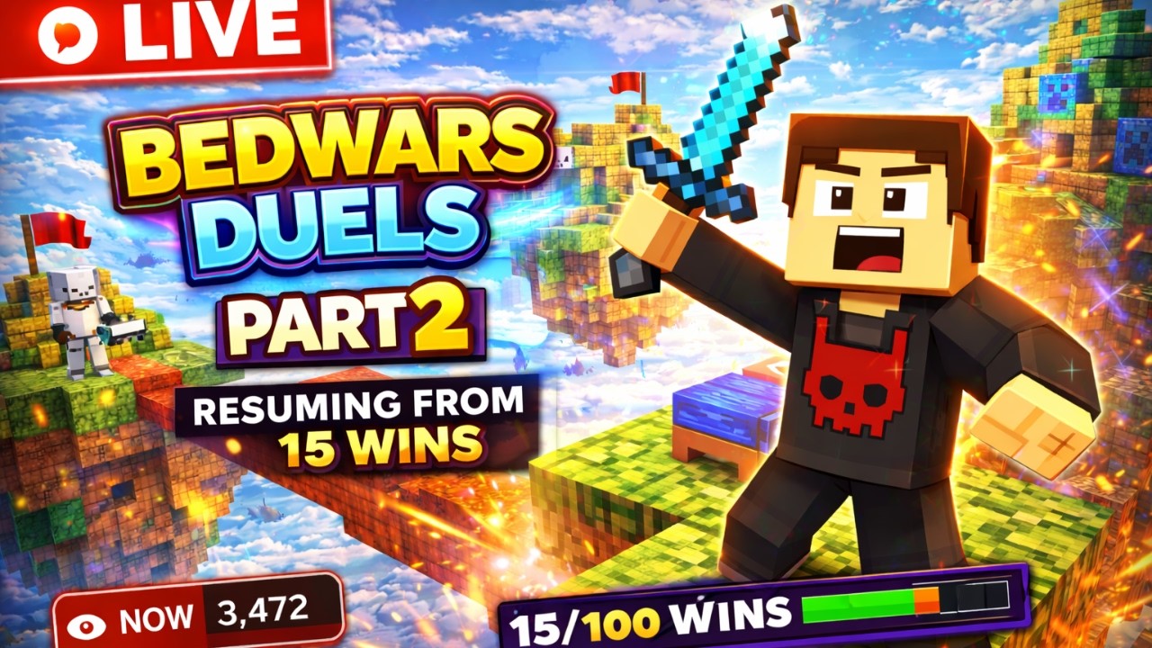 Minecraft Bedwars Duels LIVE 🔴 | Road to 100 Wins (15/100)