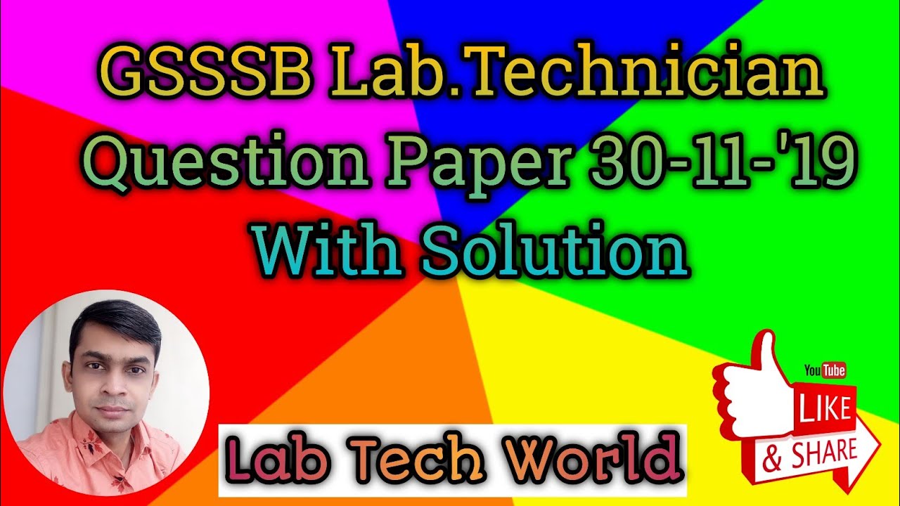 GSSSB Lab Technician Question Paper 2019 Solution OSSSC GPSSB Laboratory Technician Question Paper