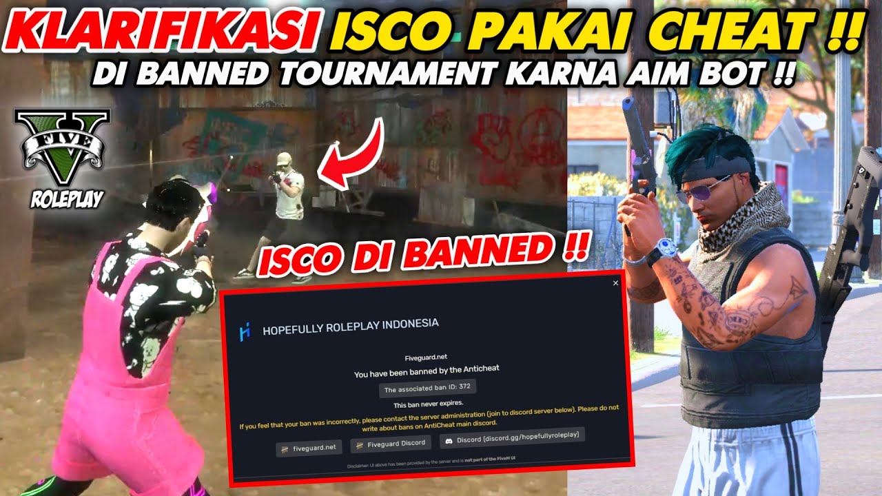 KLARIFIKASI !! ISCO DI BANNED SERVER KARNA MENGGUNAKAN CHEAT AIM BOT DI TURNAMEN !! GTA V ROLEPLAY