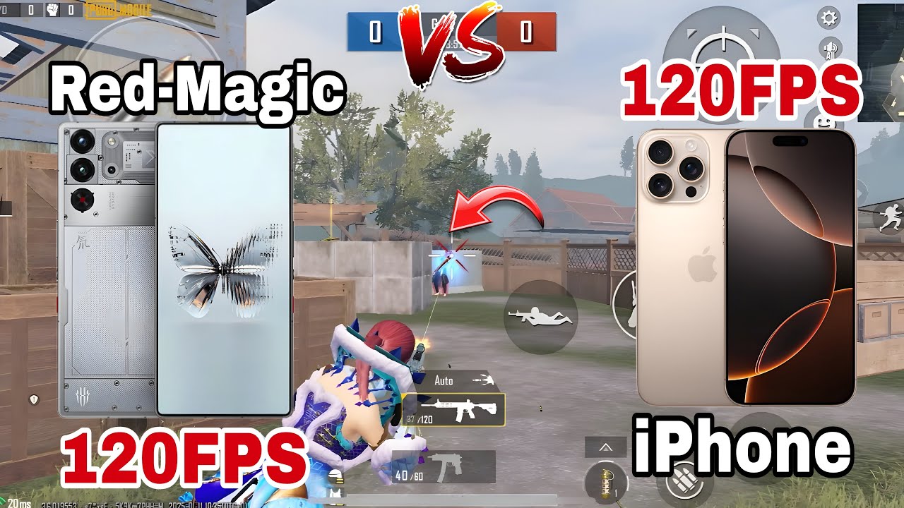 redmagic 10 pro vs iphone 16 pro max pubg test 🔥| redmagic vs iphone pubg/bgmi test | 120fps test.