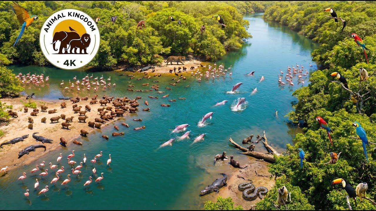 Relaxing Walk Through the Amazon | River of Life with Giant Otters, Black Caiman & Chill Capybaras