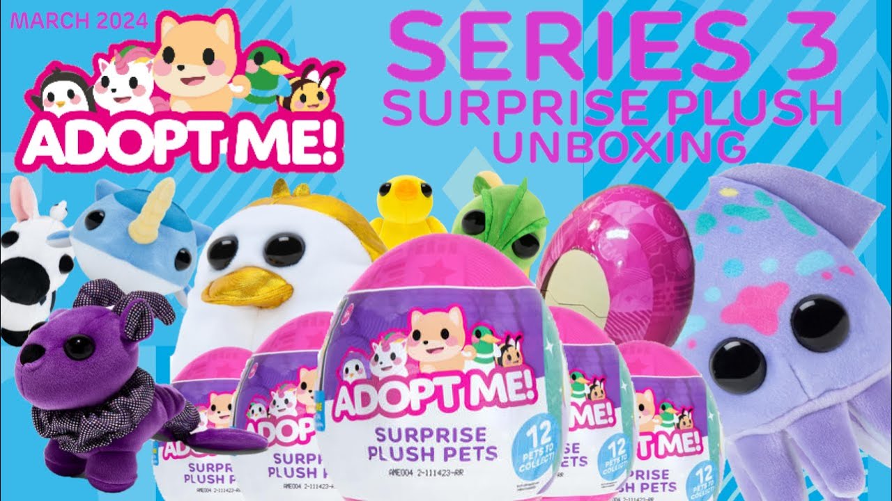 Roblox Adopt Me! Series 3 Surprise Plush Pets Full Case Unboxing & All Toy Codes Showcase