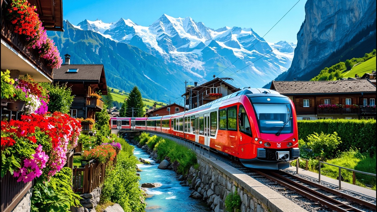 HEAVENLY Swiss Village — Relaxing Walking Tour in Swiss Alps | Mürren, Switzerland 4K