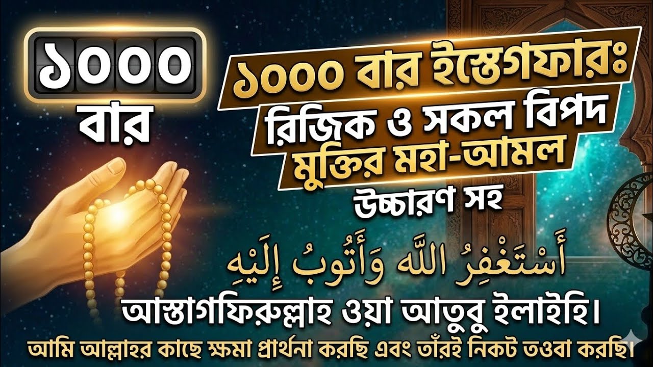  ১০০০ বার ইস্তেগফার:রিজিকওবিপদ মুক্তির আমল |1000 Times Astaghfirullah: Best Dua for Rizq &Protection
