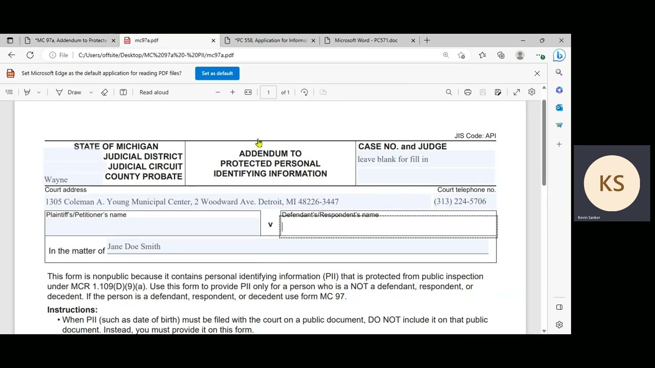 MC 97a Addendum to Protected Personal Identifying Information