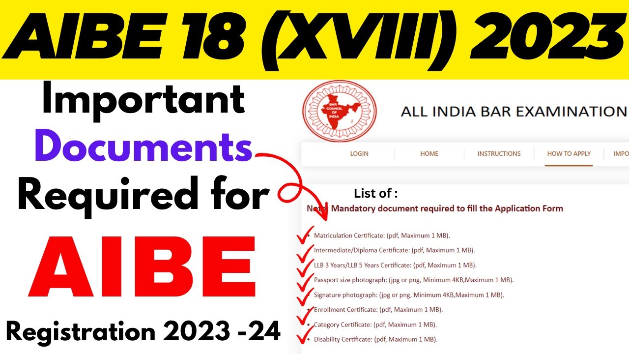 Documents Required for AIBE Registration | AIBE Documents Required | AIBE    18 Registration