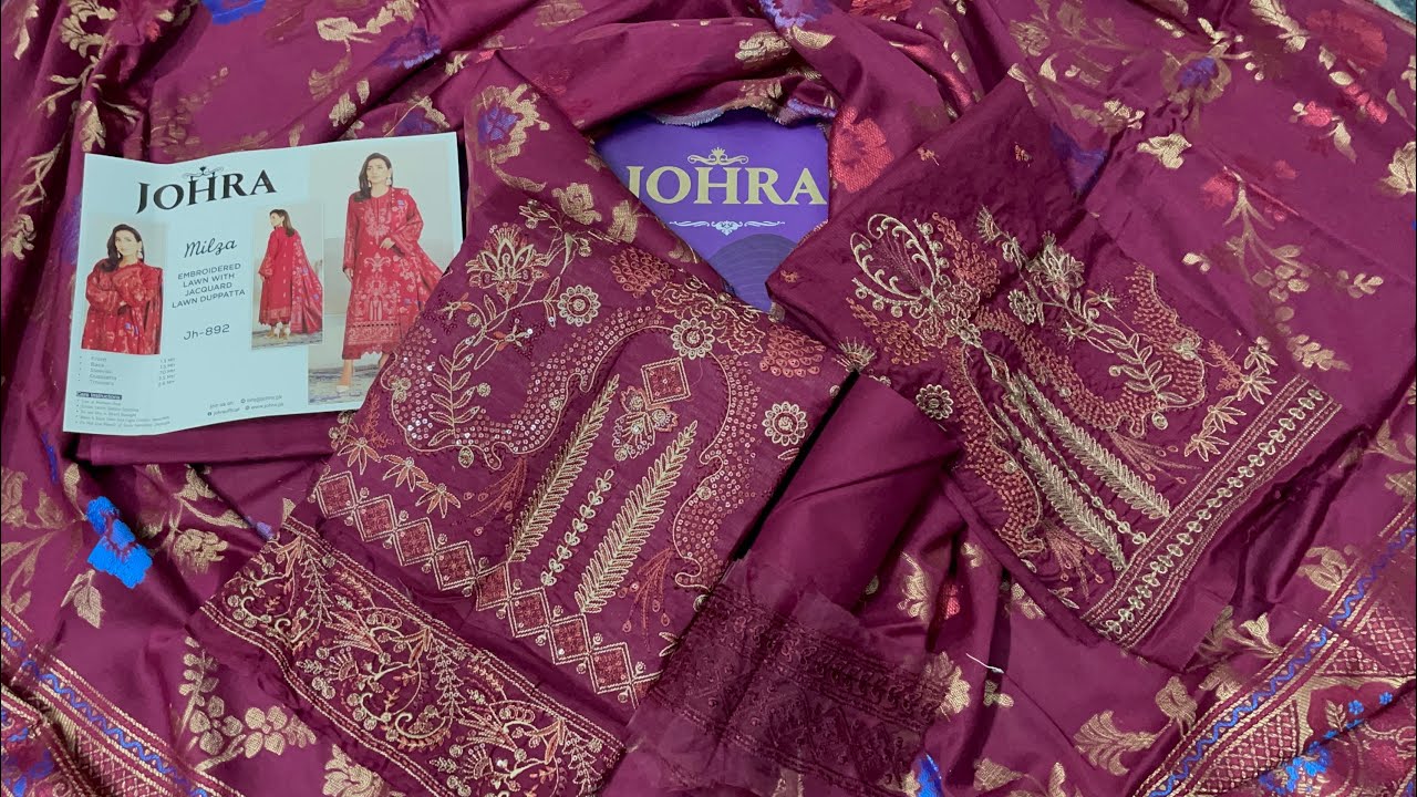 Johra New Volume Milza | Lexury Lawn Embroidered With Jacquard Fancy Lawn Duppata 