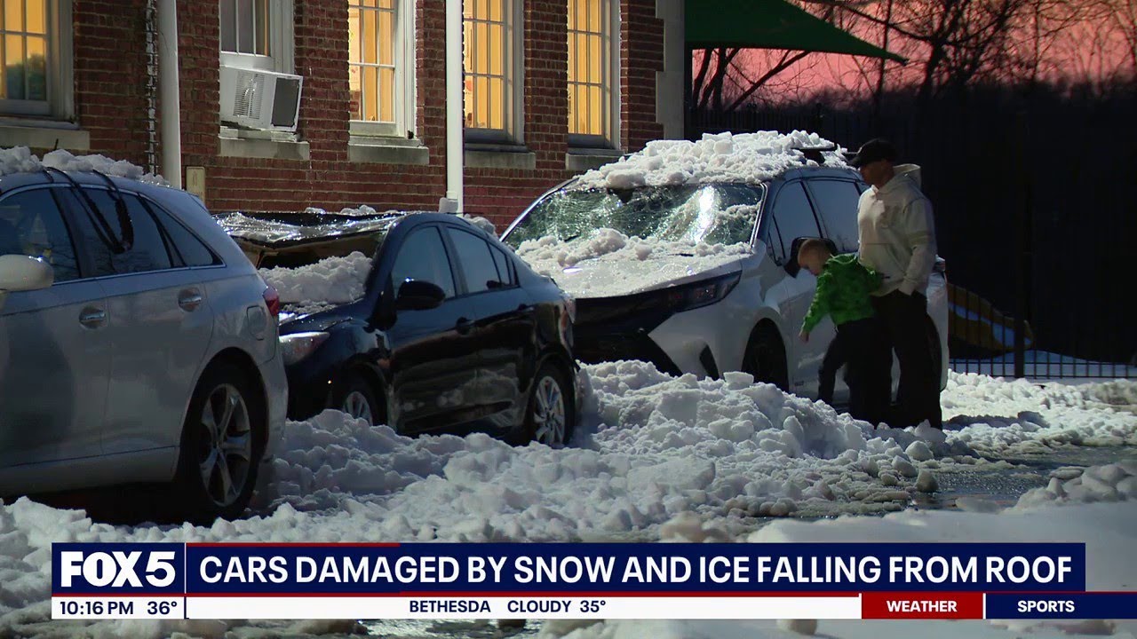 Falling snow, ice crush cars outside DC elementary school