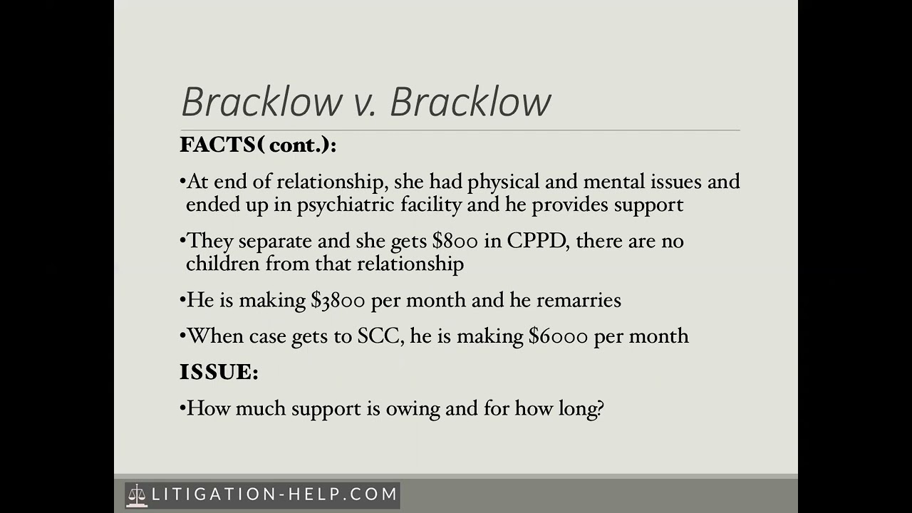 Case Law Minutes #9- Bracklow v Bracklow [1999] 1. S.C.R. 420 (spousal support)