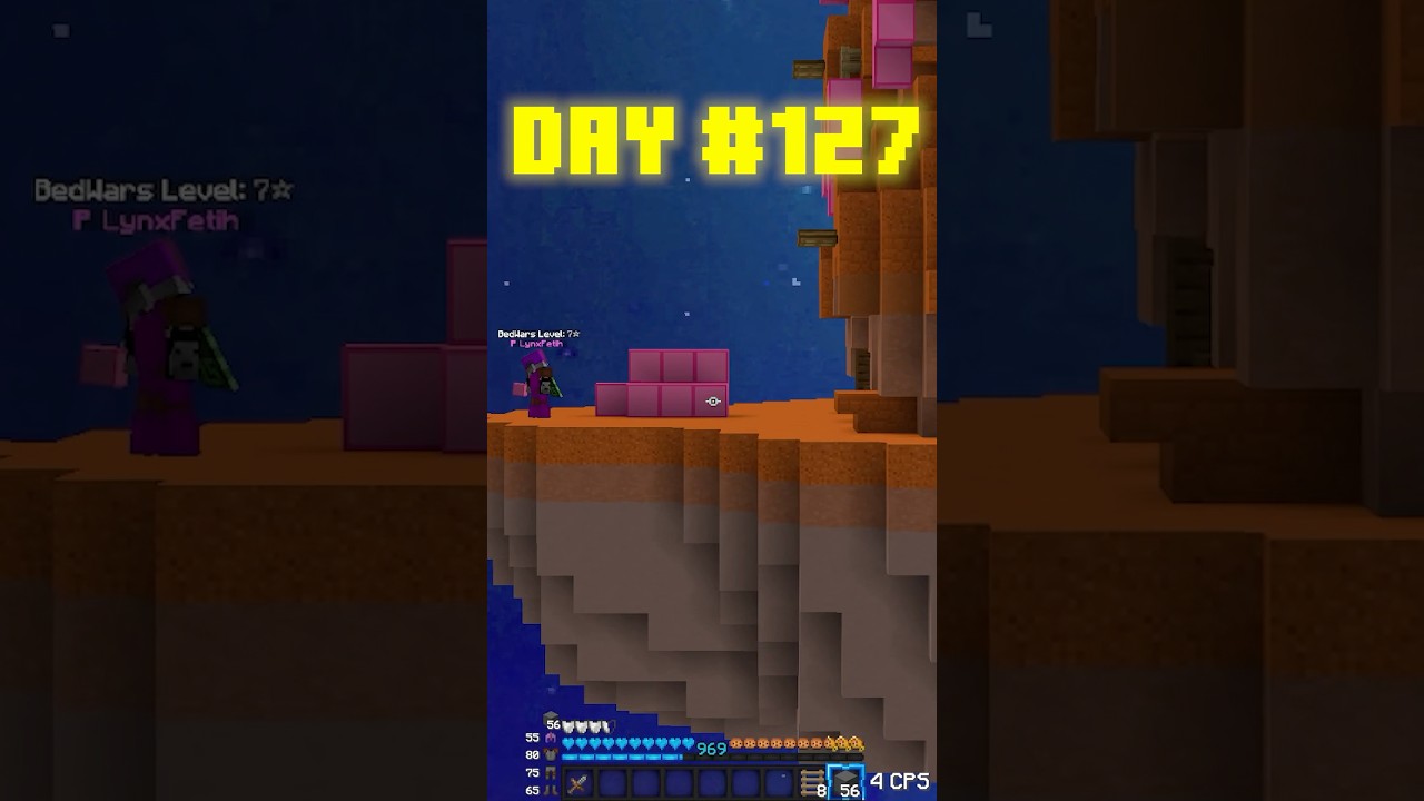 День 127, играю в Bedwars каждый день, пока не достигну 1000 уровня! #shorts #minecraft #bedwars ...