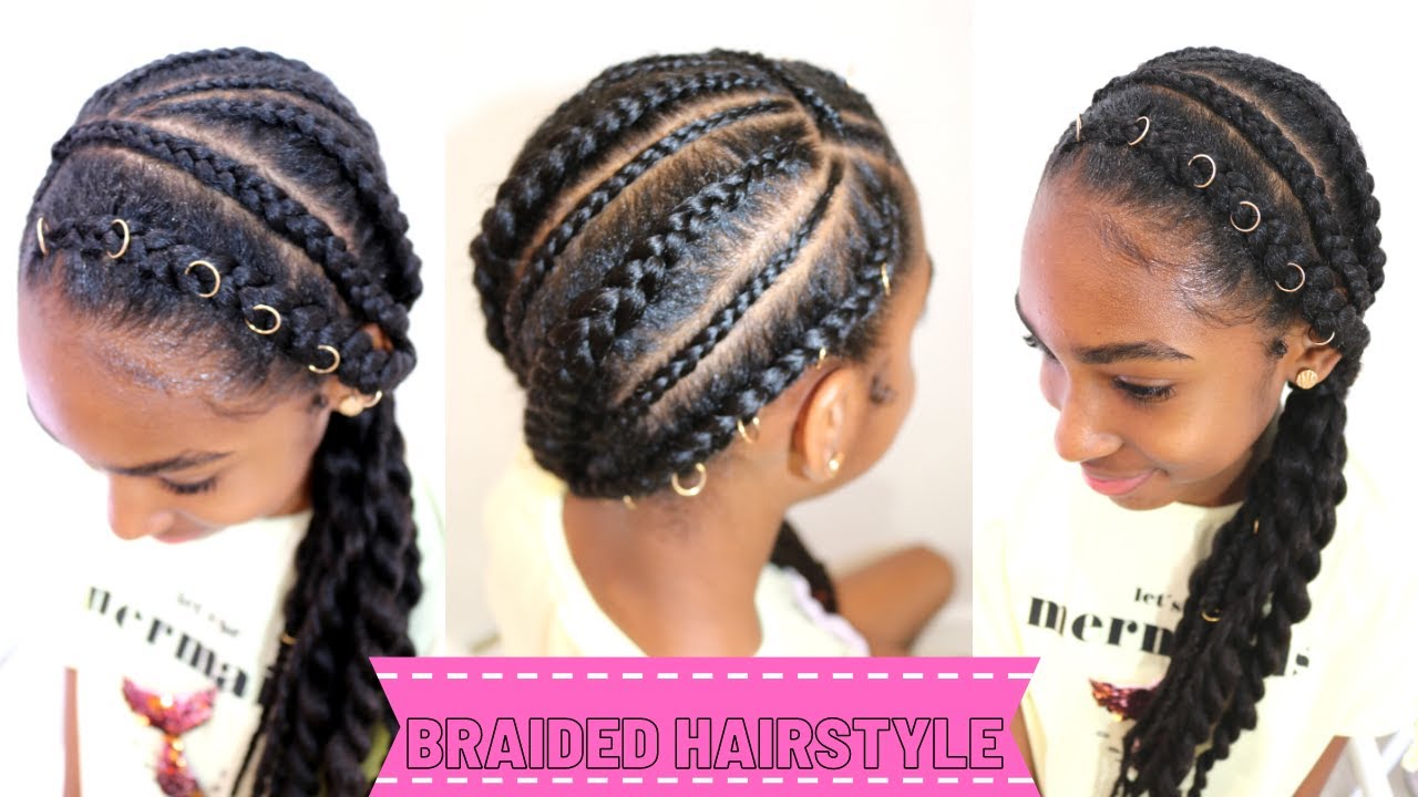 KIDS NATURAL HAIR STYLES | SIDE BRAIDS & CORNROWS TUTORIAL