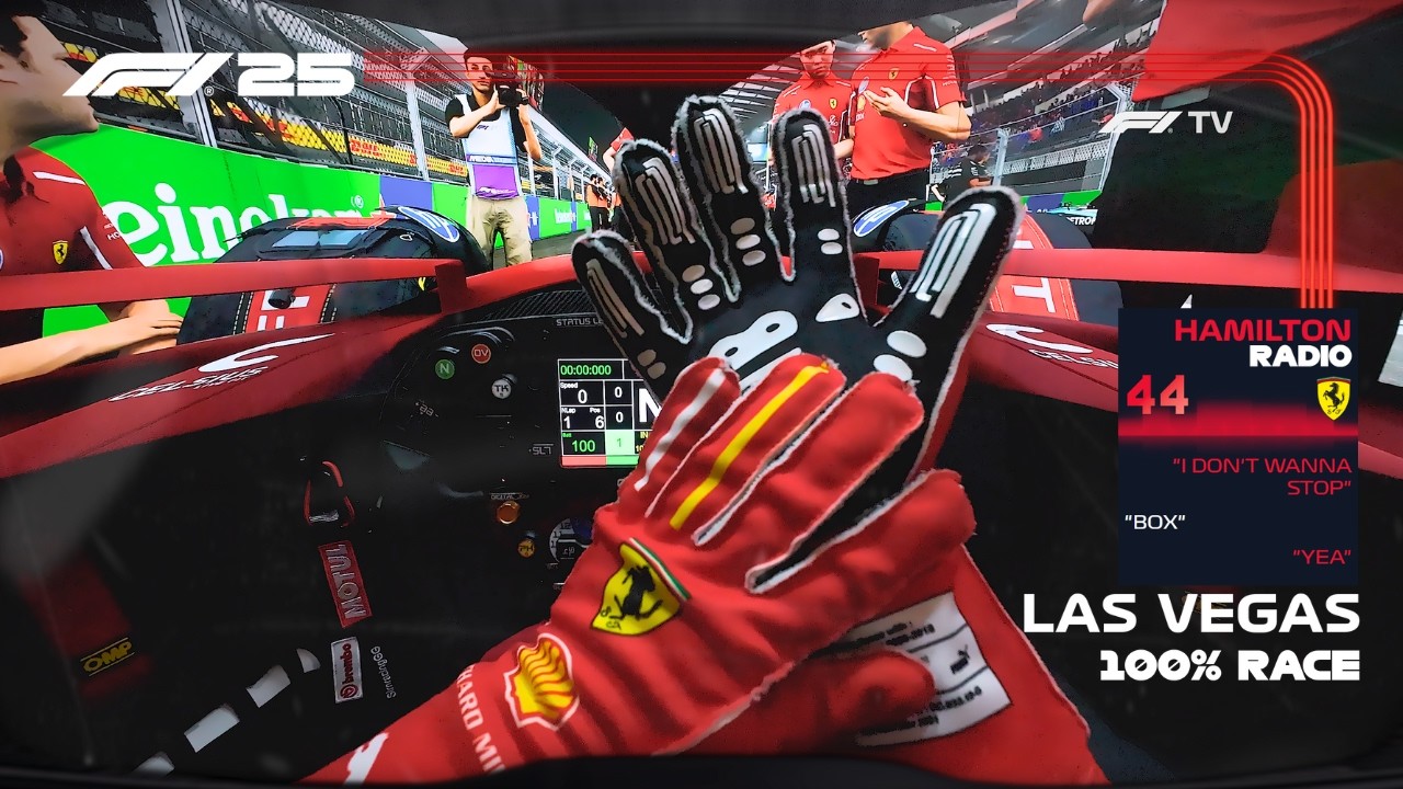 ULTRA REALISTIC F1 25 - Lewis Hamilton Ferrari SF-25 Las Vegas GP 100% Race