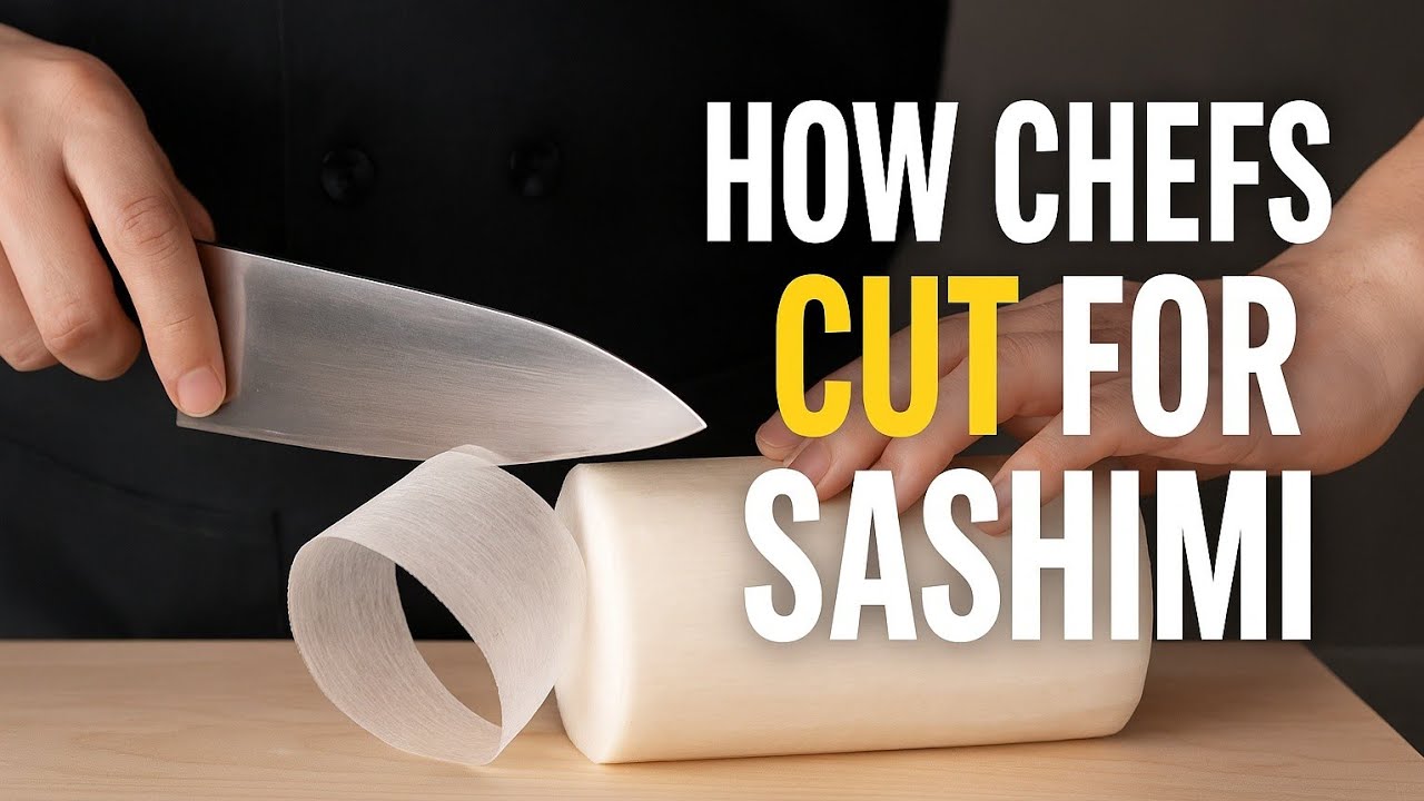 How to Master Katsuramuki – Japanese Knife Skill for Perfect Daikon Garnish (Sushi & Sashimi)