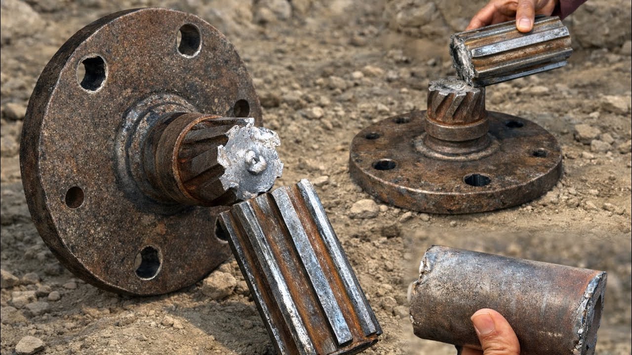 Extreme Mechanical Repair Brings a Destroyed CAT Grader Shaft Back to Perfect Working Condition!