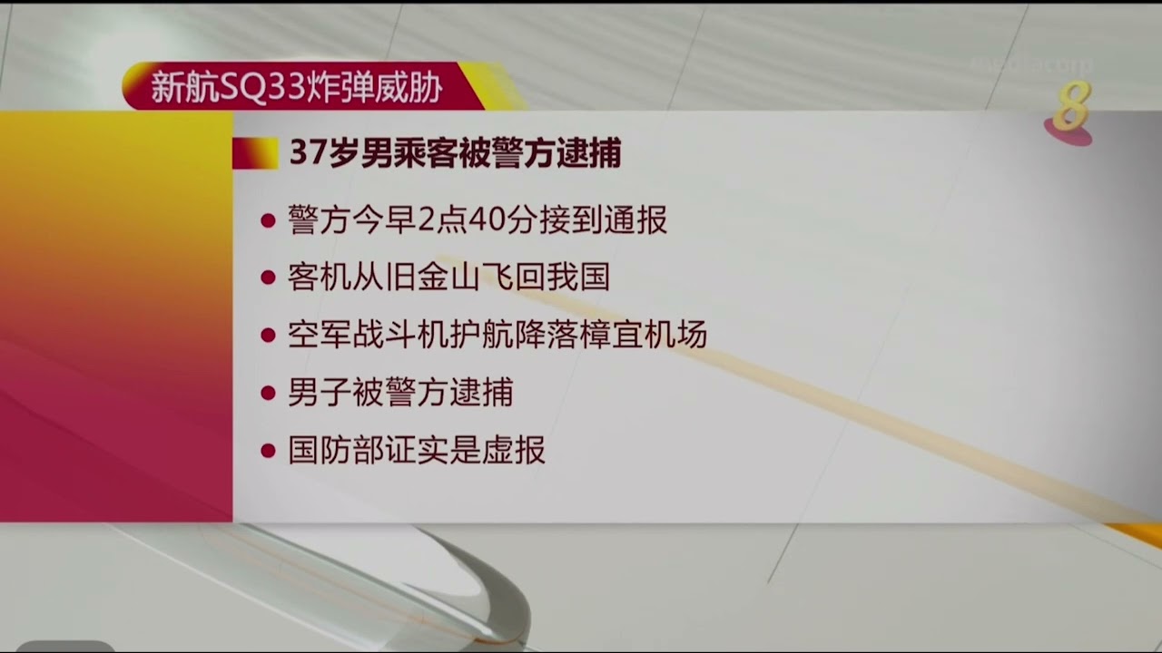 新航班机(SQ33)疑受到炸弹威胁～(8视界)28/9/2922