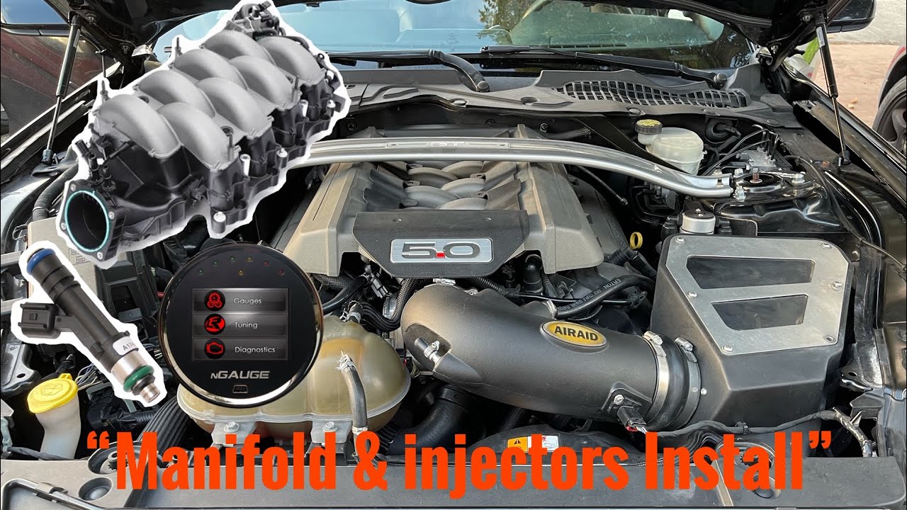 Mustang Gt Install ported 18’ intake manifold, 47 LB injectors, & Lund tune *gen 2 coyote*