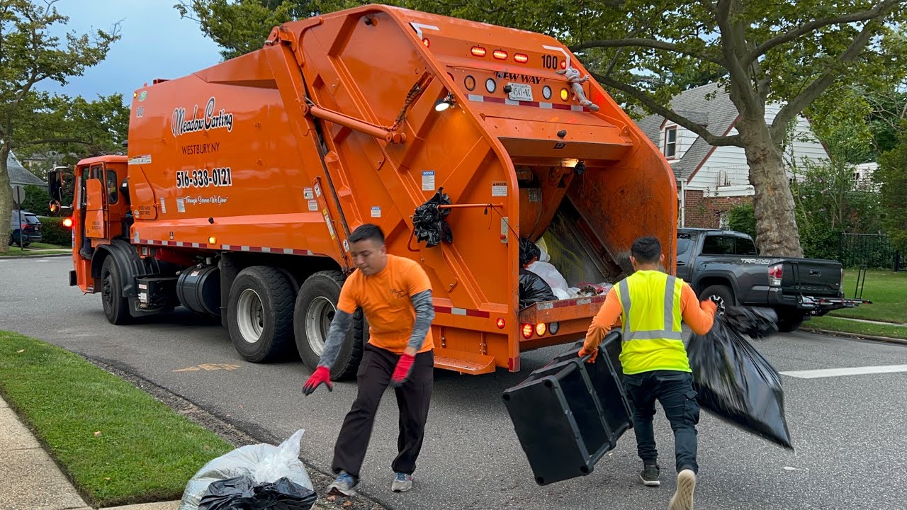 Meadow Carting Autocar Garbage Truck Flying Through Long Island Trash