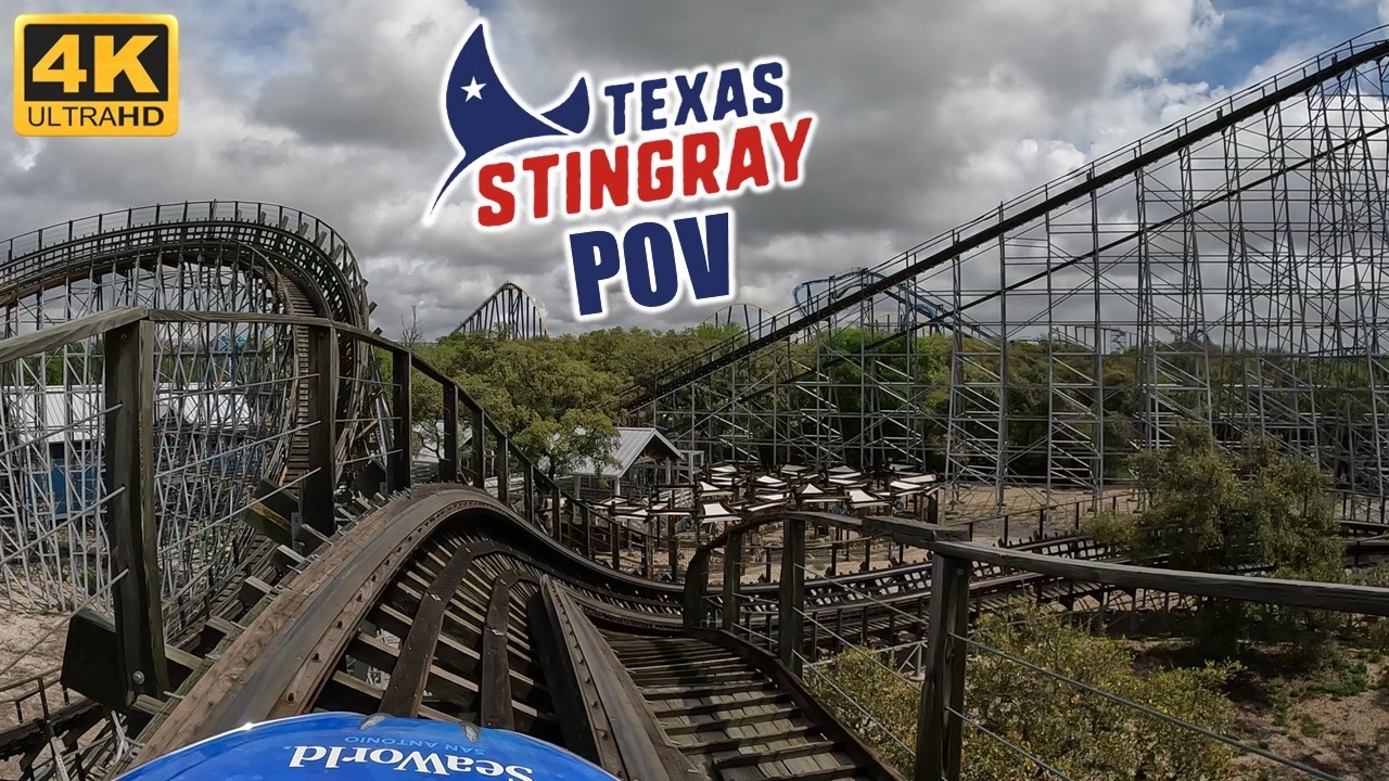 Texas Stingray POV (Front Row, 4K 60 FPS, 2025), SeaWorld San Antonio Wood Coaster | Non-Copyright