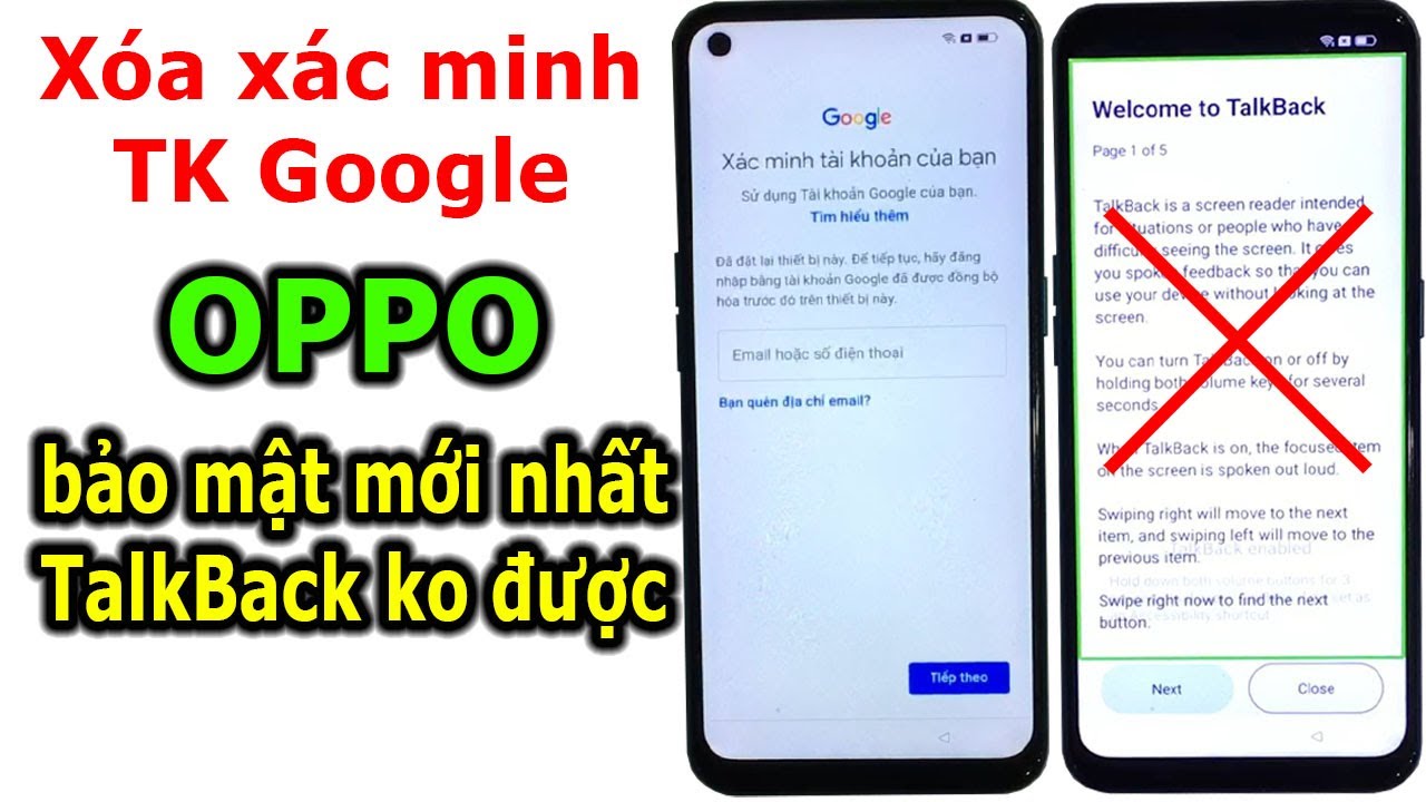 Cách xóa xác minh tài khoản Google tất cả Oppo android 12/13 bảo mật mới nhất, TalkBack không được