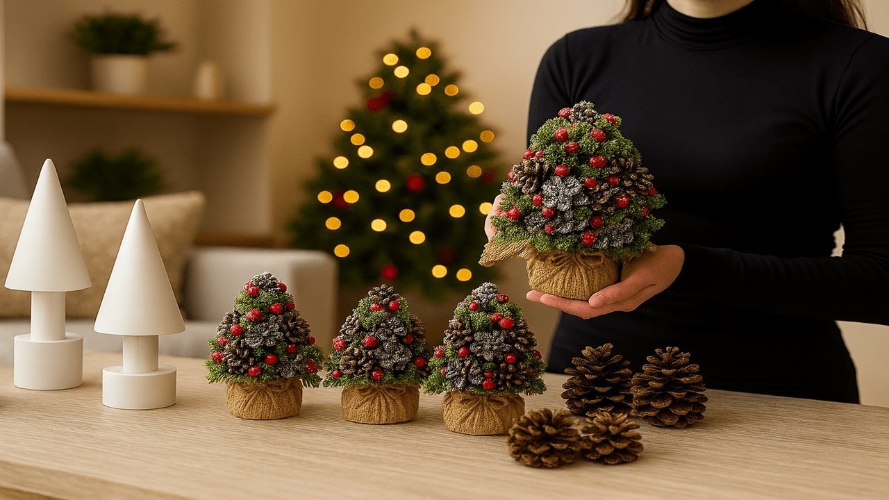 😍Это почти ничего не стоит, сделать его может каждый🌲Мини-елочка из сосновых шишек