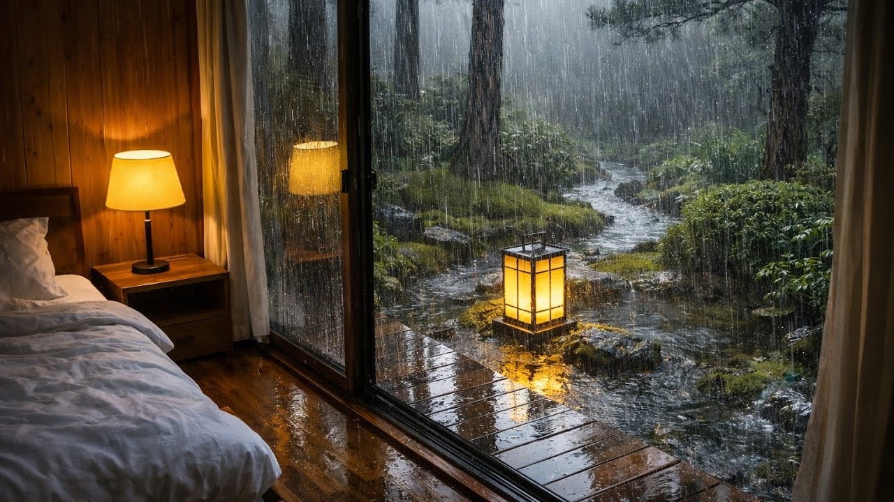 Rain on the Window | Warm Bedroom Ambience for Sleep & Relaxation