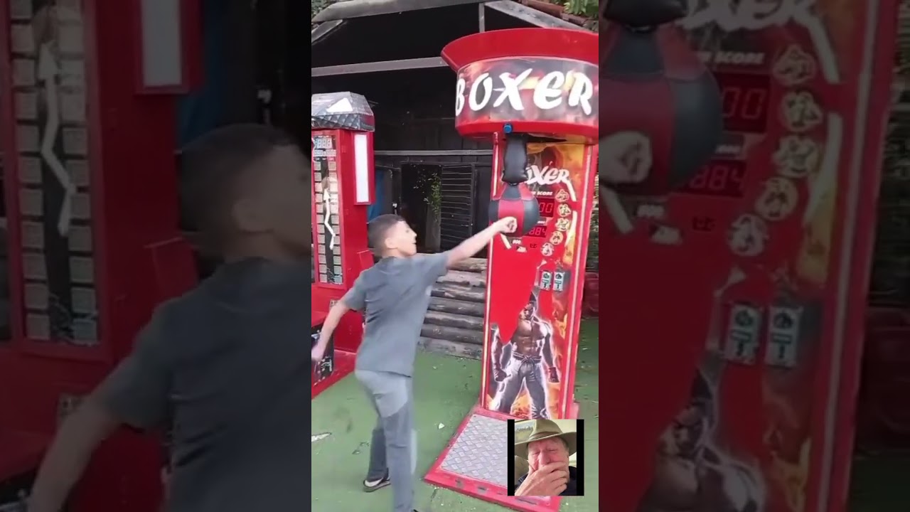 Kid Misses the Punchball and Punches the Machine Instead 😂🥊