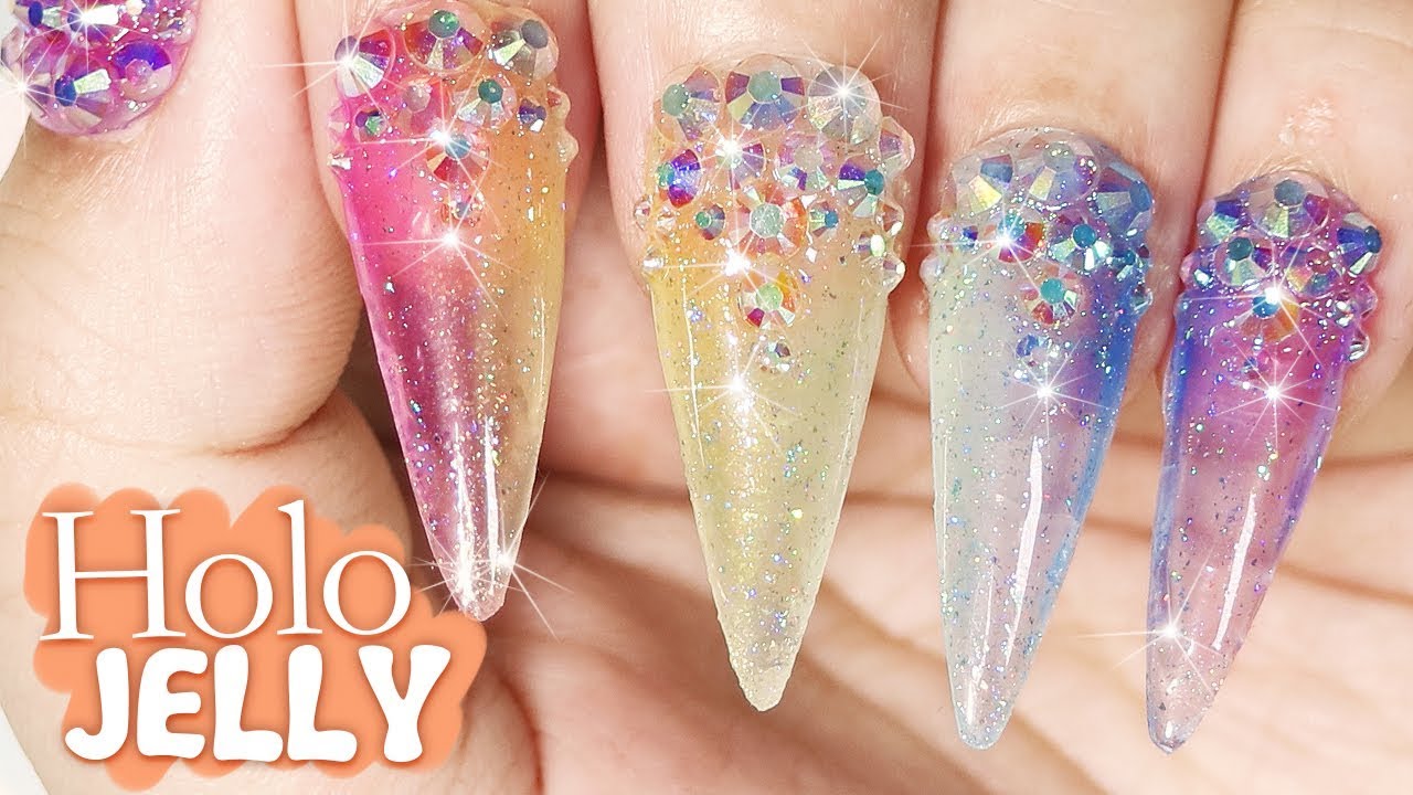 Sparkly Holographic Jelly Nail Art Tutorial // How to Gel Nails at Home