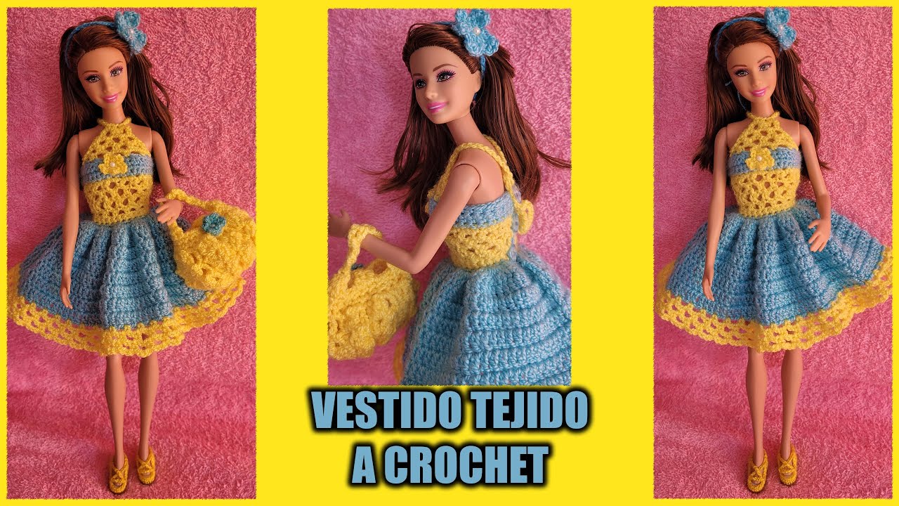 VESTIDO PARA MUÑECA BARBIE TEJIDO A CROCHET (PASO A PASO)