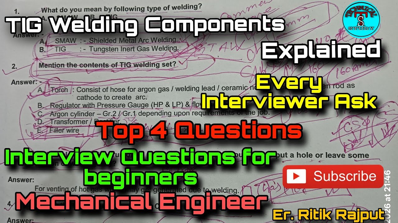 TIG Welding Components | SMAW | Current Calculation | Interview Questions