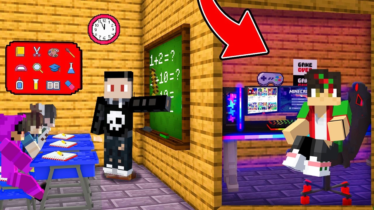 I Built Secret Gaming Room to Hide From School in Minecraft  ( Tagalog )